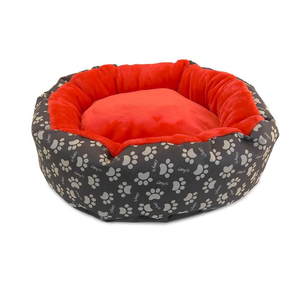 6048067_big.jpg Culcus moale cu perna, pentru caine/pisica, culoare roz, impermeabil, baza antiderapanta, 50 cm - imagine 1