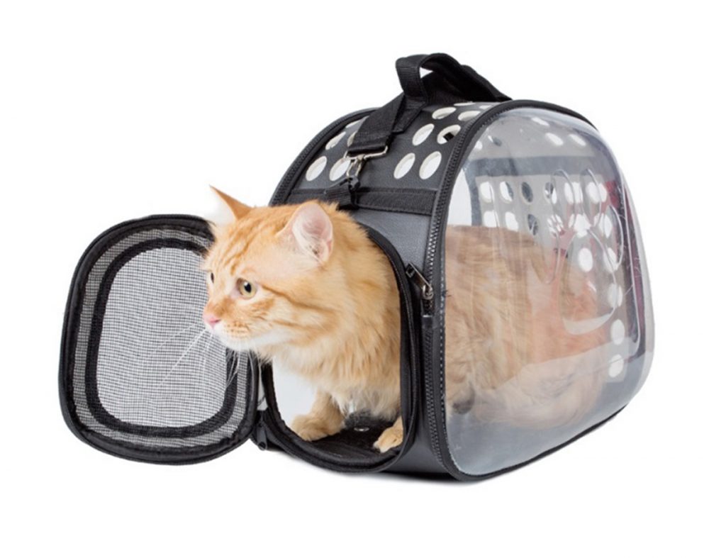 AG644P_ag644p_04.jpg Geanta de Transport pentru Caine sau Pisica GRI - TRANSPARENT AG644P - imagine 1