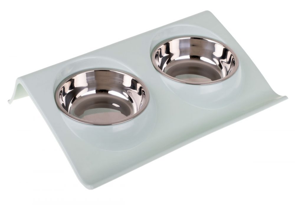 KX727159628.jpg Set 2 buc. castron metalic cu suport pentru hranire animale de companie - imagine 1