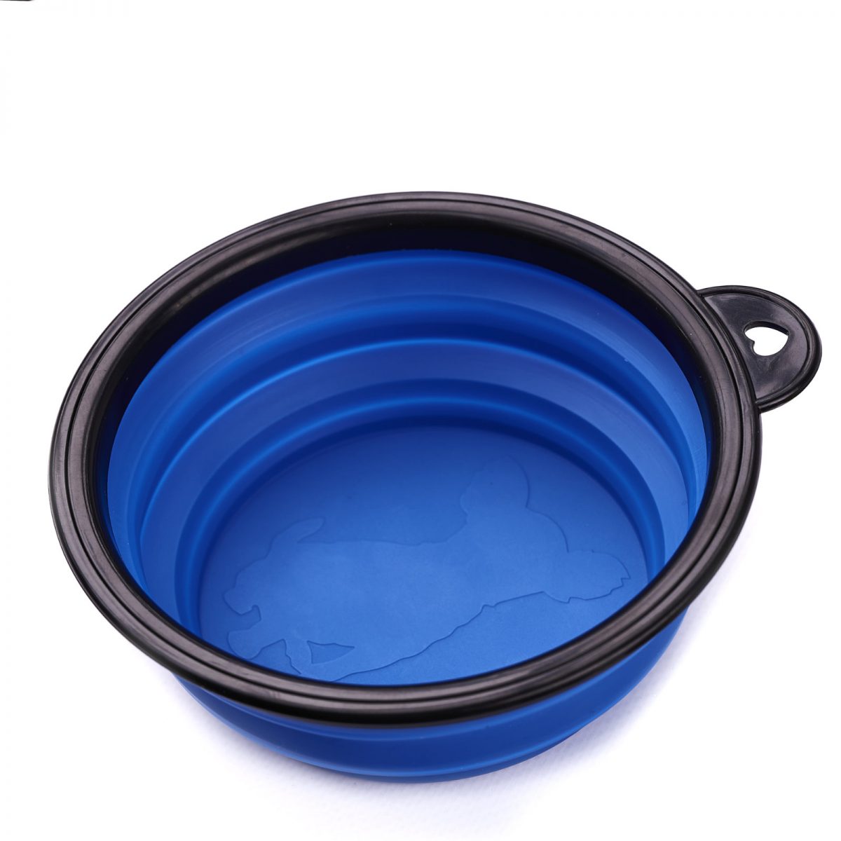 Bol de voiaj din silicon pentru animale de companie, pliabil, culoare albastra, diametru 12 cm - imagine 1