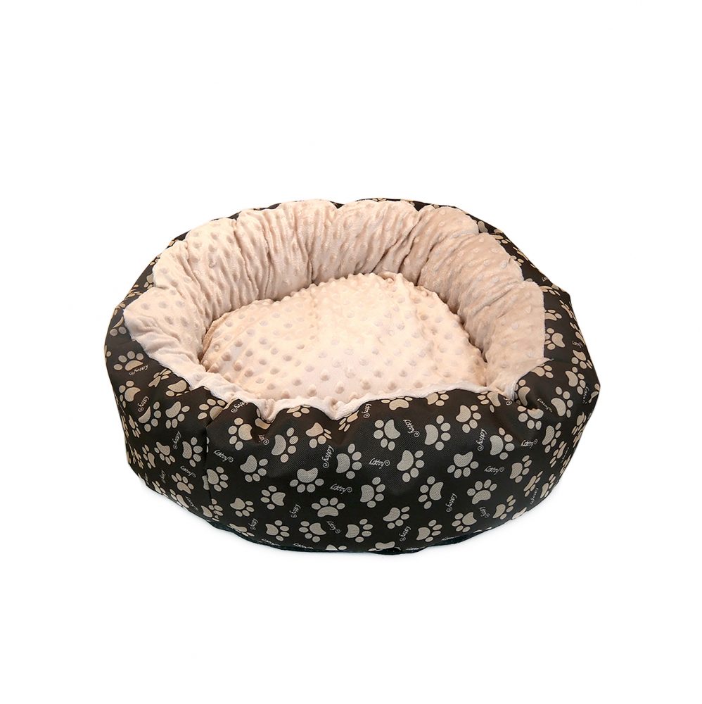 culcus_4.jpg Culcus moale cu perna, pentru caine/pisica, Model Minky, culoare crem-maro, impermeabil, baza antiderapanta, 50 cm - imagine 1