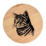 Tablou gravat pe lemn, pisica rasa  'American Wirehair 2'
