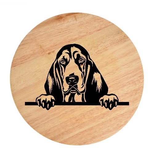 Tablou gravat pe lemn, caine rasa 'BASSET HOUND'