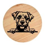 Tablou gravat pe lemn, caine rasa 'BORDER TERRIER'