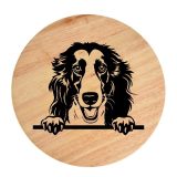 Tablou gravat pe lemn, caine rasa 'BORZOI'