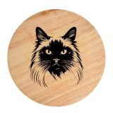 Tablou gravat pe lemn, pisica rasa  'Birman 1'