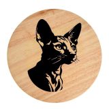 Tablou gravat pe lemn, pisica rasa  'Cornish Rex 2'