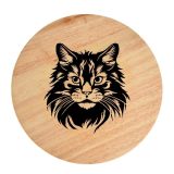 Tablou gravat pe lemn, pisica rasa  'Cymric 1'