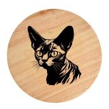 Tablou gravat pe lemn, pisica rasa  'Devon Rex 2'