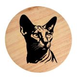 Tablou gravat pe lemn, pisica rasa  'Donskoy 2'