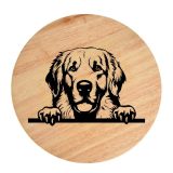 Tablou gravat pe lemn, caine rasa 'KUVASZDOG'