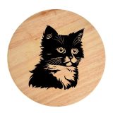 Tablou gravat pe lemn, pisica rasa  'Munchkin 2'