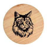 Tablou gravat pe lemn, pisica rasa  'Nebelung 1'