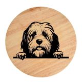 Tablou gravat pe lemn, caine rasa 'OLD ENGLISH SHEEPDOG'