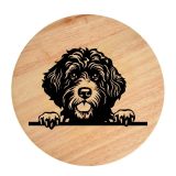 Tablou gravat pe lemn, caine rasa 'PORTUGUESE WATER DOG'