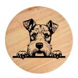 Tablou gravat pe lemn, caine rasa 'WELSHTERRIER'