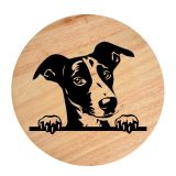 Tablou gravat pe lemn, caine rasa 'WHIPPET'