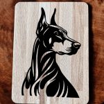 Tablou gravat pe lemn, tocator de lemn caine DOBERMANN - imagine 4