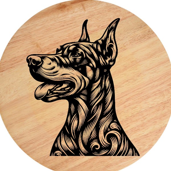 doberman__3.png-Photoroom Tablou gravat pe lemn, tocator de lemn caine DOBERMANN - imagine 7