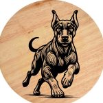 Tablou gravat pe lemn, tocator de lemn caine DOBERMANN - imagine 6