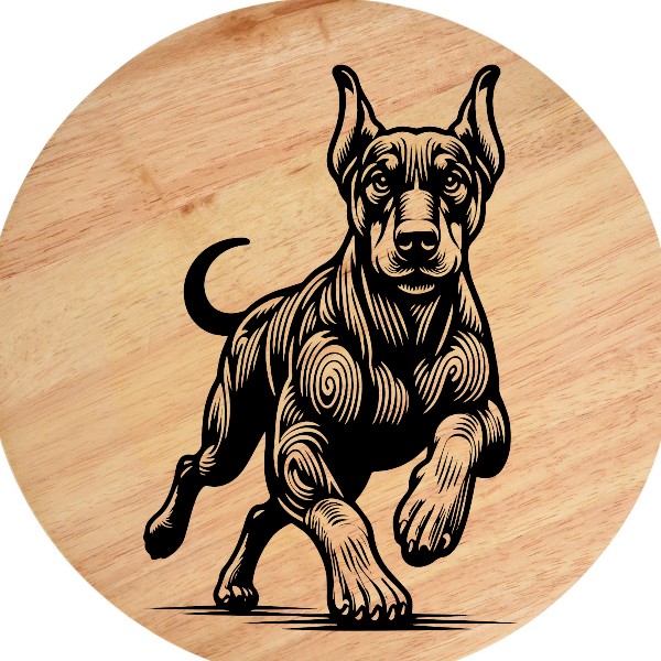 doberman__4 (1).png-Photoroom Tablou gravat pe lemn, tocator de lemn caine DOBERMANN - imagine 6