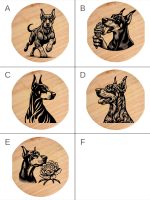 Tablou gravat pe lemn, tocator de lemn caine DOBERMANN - imagine 5