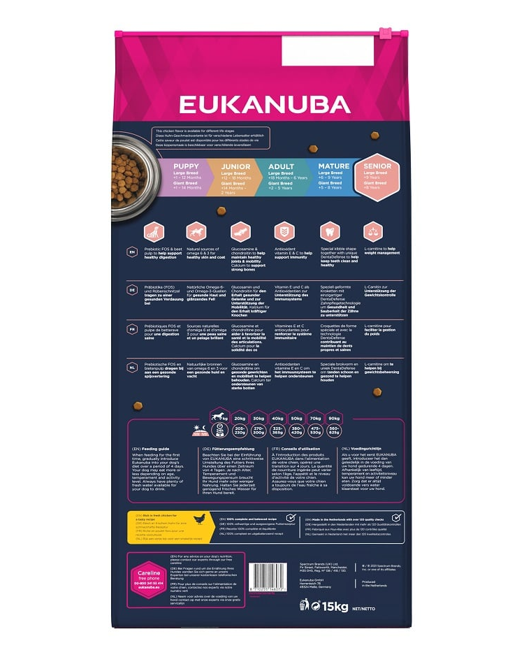 EUKANUBA Caring Senior Large Breed Hrana uscata caini seniori talie mare, bogat in pui 15kg-1 EUKANUBA Caring Senior Large Breed Hrana uscata caini seniori talie mare, bogat in pui 15kg - imagine 2