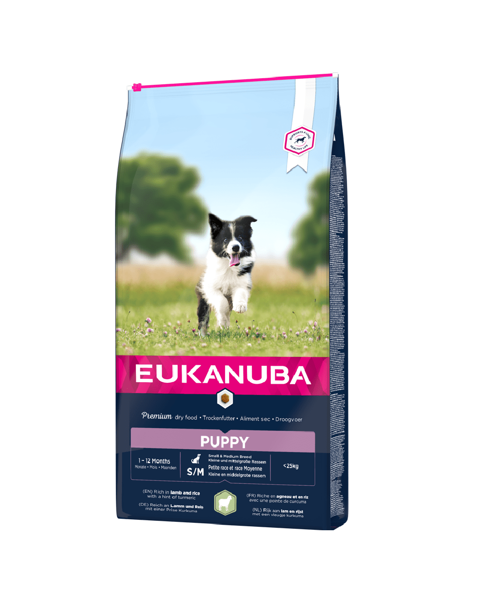 EUKANUBA Dog Puppy Small & Medium Breed Lamb & Rice hrana uscata caini juniori talie mica-medie, miel si orez 12 kg EUKANUBA Dog Puppy Small & Medium Breed Lamb & Rice hrana uscata caini juniori talie mica/medie, miel si orez 12 kg - imagine 1