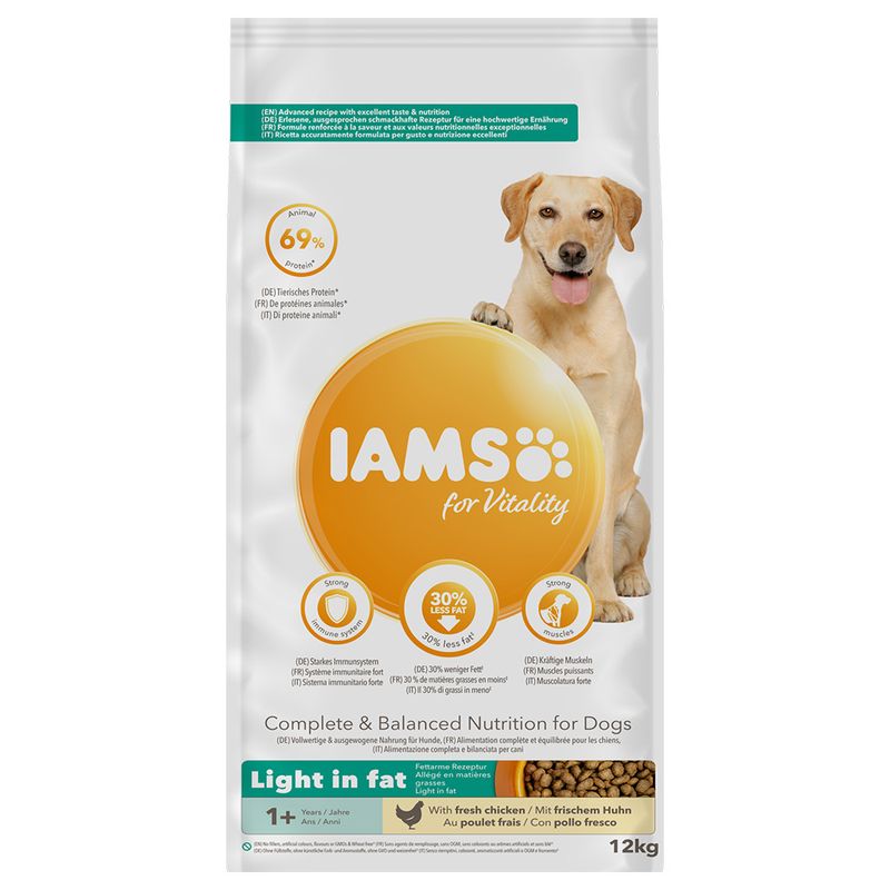 Hrana uscata IAMS pentru caini adulti sterilizati sau cu tendinta de ingrasare cu pui 12 kg Hrana uscata IAMS pentru caini adulti sterilizati sau cu tendinta de ingrasare, cu pui 12 kg - imagine 1