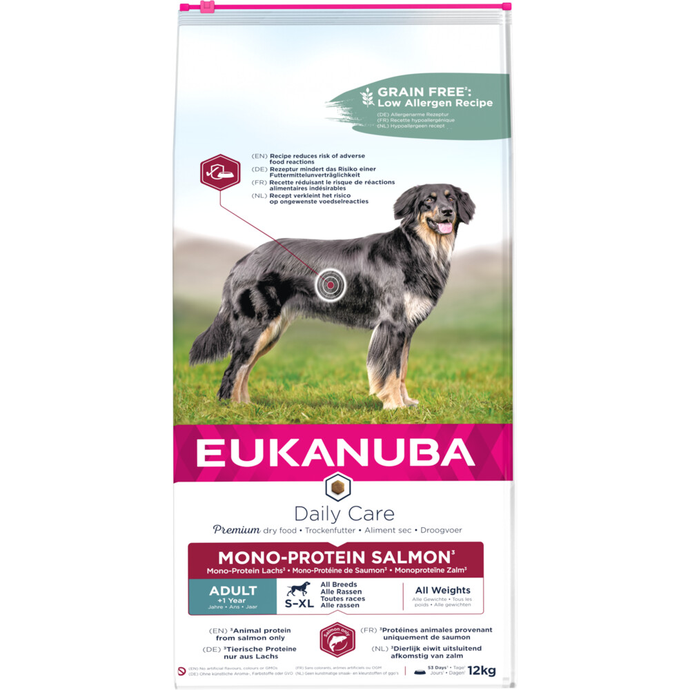 Hrana uscata Caine EUKANUBA Adult Monoprotien Daily Care Salmon 12kg Hrana uscata Caine EUKANUBA  Adult Monoprotien Daily Care Salmon 12kg - imagine 1