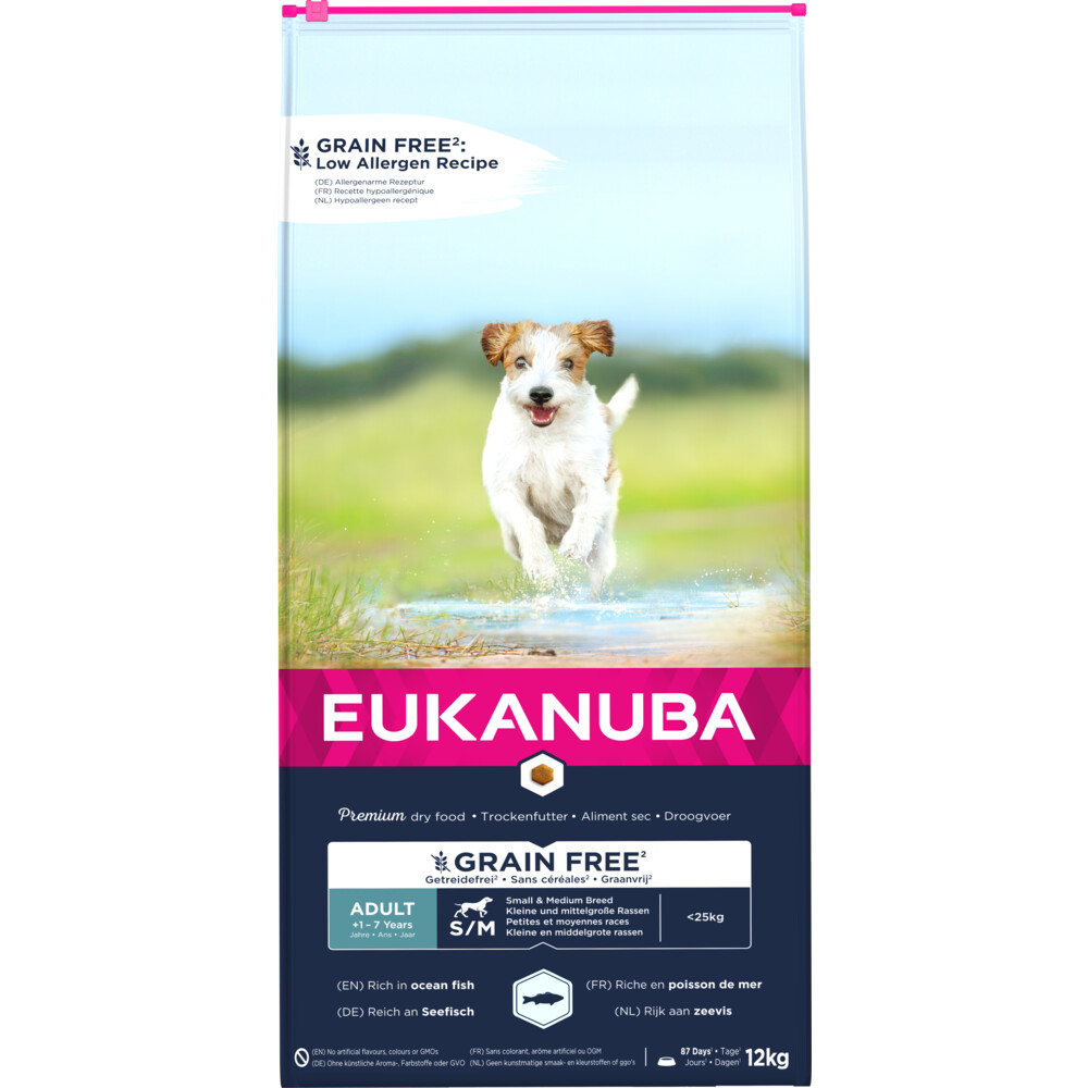 Hrana uscata Caine EUKANUBA GRAIN FREE Adult Small&Medium Ocean Fish 12kg Hrana uscata Caine EUKANUBA GRAIN FREE  Adult Small&Medium Ocean Fish 12kg - imagine 1