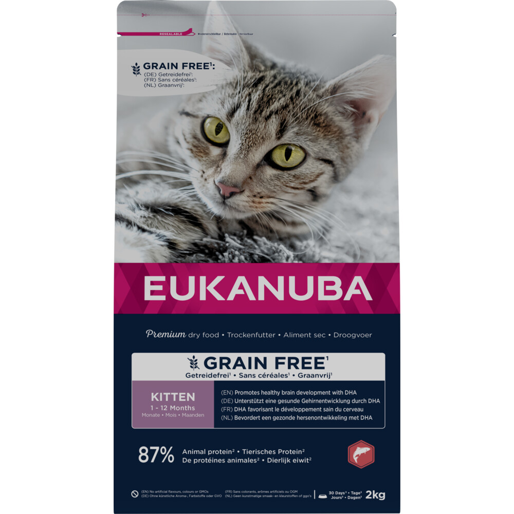 Hrana uscata Pisica EUKANUBA Kitten Grain Free cu Somon 2kg Hrana uscata Pisica EUKANUBA  Kitten Grain Free cu Somon 2kg - imagine 1