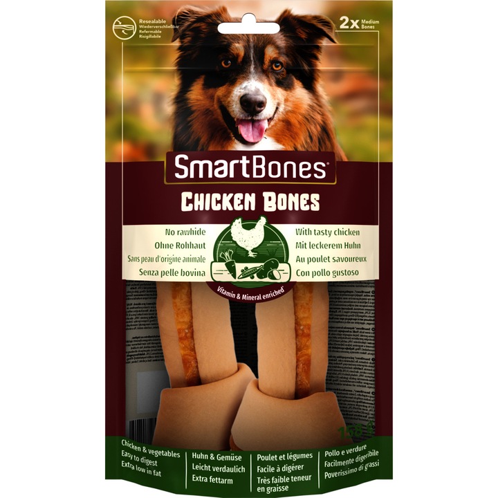 Recompese pentru caini SmartBones, Chicken Medium, 2 buc-1 Recompese pentru caini SmartBones, Chicken Medium, 2 buc - imagine 1