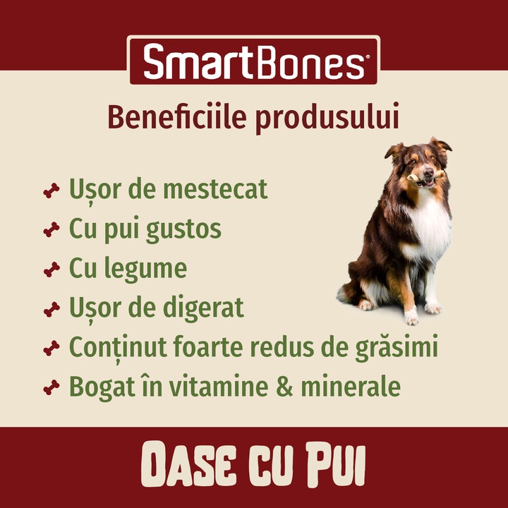 Recompese pentru caini SmartBones, Chicken Mini, 8 buc-5 Recompese pentru caini SmartBones, Chicken Large, 1 buc - imagine 4