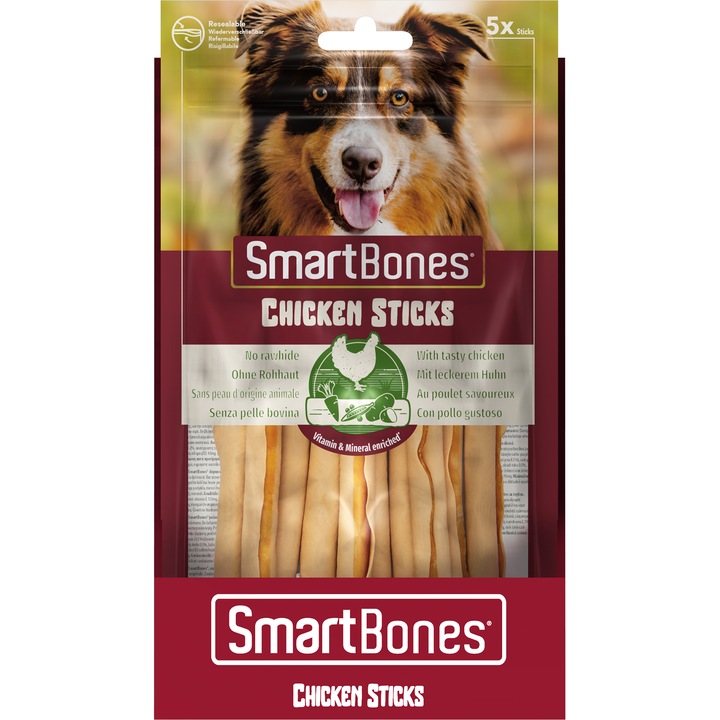Recompese pentru caini SmartBones, ChickenSticks, 5 buc-1 Recompese pentru caini SmartBones, ChickenSticks, 5 buc - imagine 1