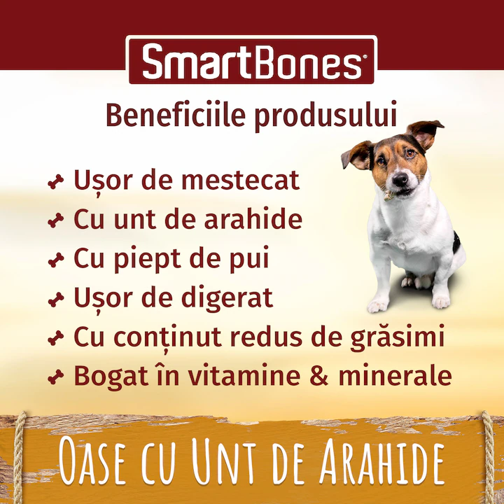 Recompese pentru caini SmartBones, PeanutButter Medium, 2 buc-3 Recompese pentru caini SmartBones, PeanutButter Medium, 2 buc - imagine 4