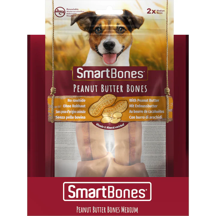 Recompese pentru caini SmartBones, PeanutButter Medium, 2 buc Recompese pentru caini SmartBones, PeanutButter Medium, 2 buc - imagine 1