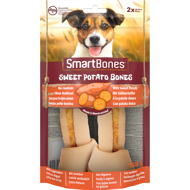 Recompese pentru caini SmartBones, SweetPotato Medium, 2 buc Recompese pentru caini SmartBones, SweetPotato Medium, 2 buc - imagine 1