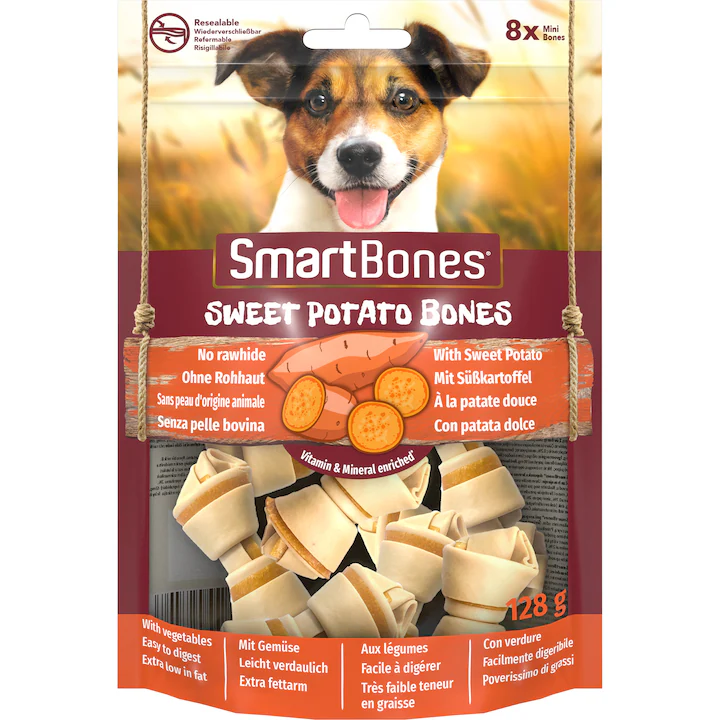 Recompese pentru caini SmartBones, SweetPotato Mini, 8 buc Recompese pentru caini SmartBones, SweetPotato Mini, 8 buc - imagine 1